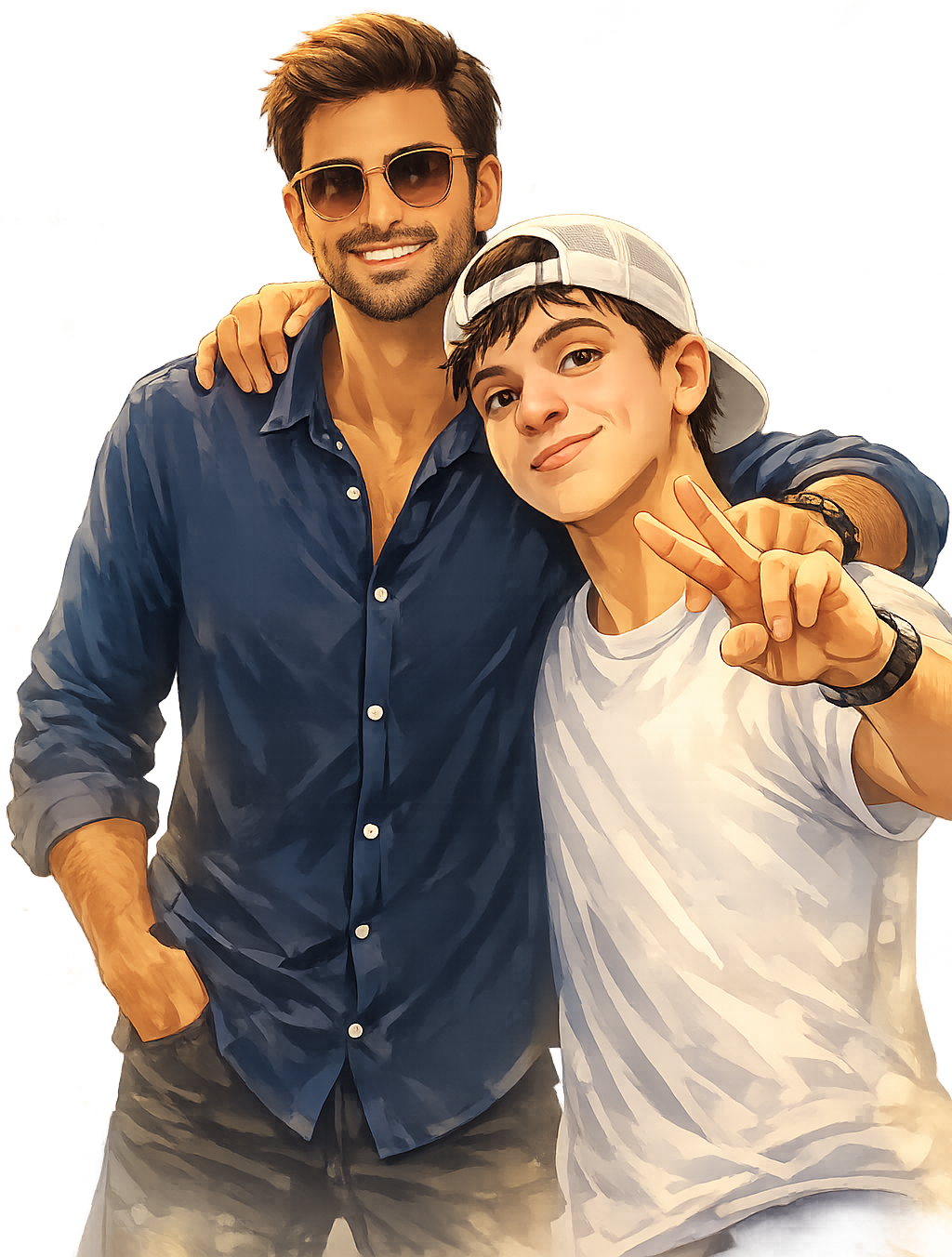 Tuca comemorando ao lado de um amigo